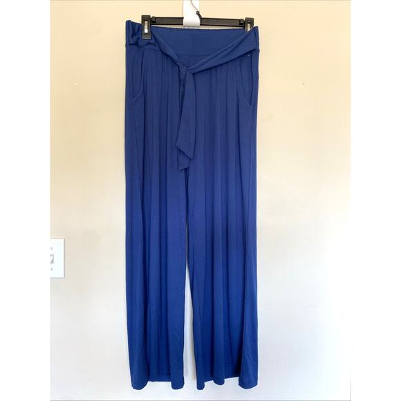 GAIAM Blue Tie Waist Wide Leg Stretch Yoga Workout Activewear Lounge Pants Small - Picture 1 of 7